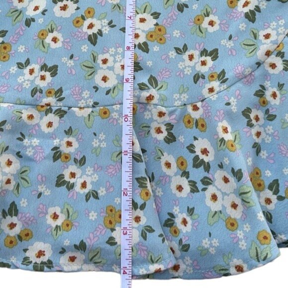 Attard State Womens Light Blue Floral Ruffle Wrap Skirt With Tie Waist L - Picture 7 of 7
